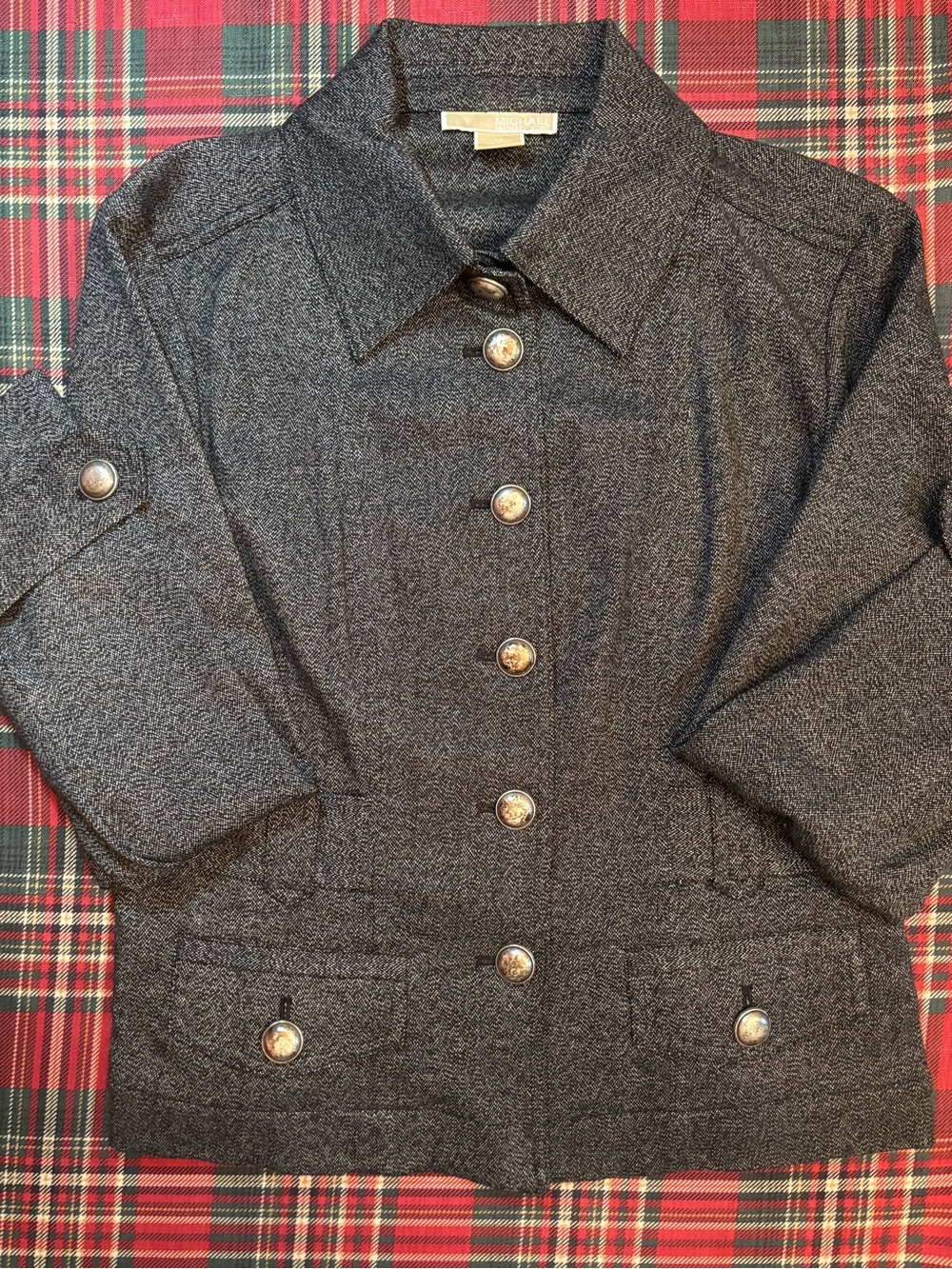 Michael Kors Dark Gray Textured Button-Front Jacket